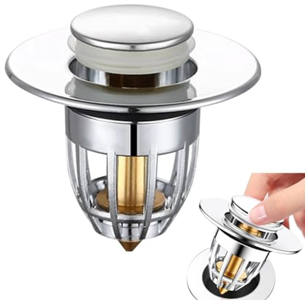Sink Plugs Bathroom Plug, Bathroom Sink Plug Replacement, Stainless Steel Universal Po-p Up Plugs for Wash Basin, Bath Drainer Filter Plug with Bounce Core, Sink Plugs Drain Stoppers, 34-42mm
