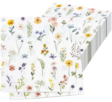 60 servilletas de papel con diseño de flores, 33 x 33 cm, servilletas de papel con diseño de flores, servilletas de papel para bodas, bautizos, cumpleaños, primavera, decoración de mesa