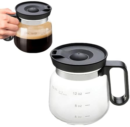 Mini Coffee Pot Mug, 16 Oz Glass Coffee Mugs Dishwasher Safe, Large Capacity Coffees Pot Cup,Heat-Resistant Portable Bottle with Handle Lid, Portable Cup for Tea Car Home Office Desk Outdoor