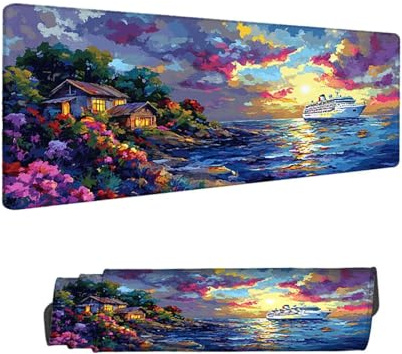 Mouse Mat Color Gaming Mouse Pad 1200 x 600 MM XXL Extended Desk Mat, Keyboard Mousepad Boat, Water-Resistant Surface and Non-Slip Base Mousemat, for Gaming Office Desk Accessories for Men H-12062