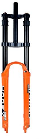 HZXQCVB 26 27.5 29'' Mountain Bike Air Suspension Fork Rebound Adjustment 140mm Travel QR 9x100mm 1-1/8 Straight Steerer Downhill Double Shoulder Front Fork For DH/MTB(Orange,27.5in)