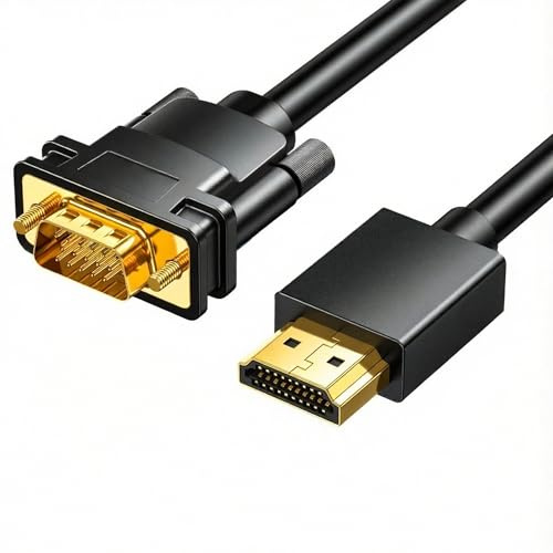 Lkeenr Cable HDMI a VGA de 6 pies, cable HDMI unidireccional para monitor VGA de 1080P a 60 Hz, cable de video (macho a macho) compatible con computadora, computadora, laptop, PC, monitor, proyector