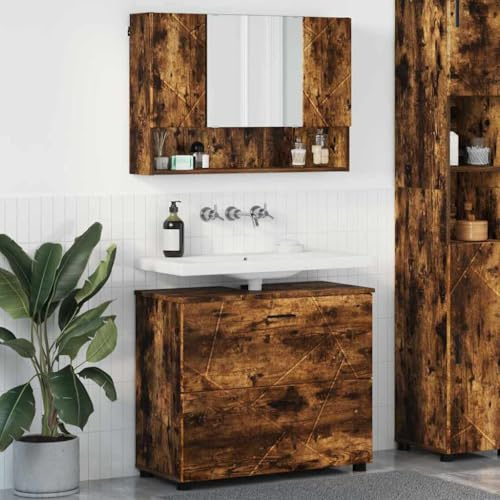 Frdhee Armadietto da bagno, set di 2 mobili da bagno, 76,5 x 35 x 64 cm, mobili da bagno per sotto lavandino, lavandino, armadio, mobiletto da bagno