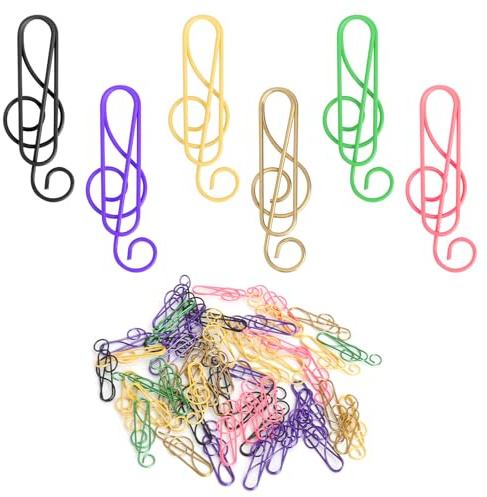 XRVRILE 50 Stück Büroklammern Motiv Noten Geschenk für Musiker Paper Clips Groß, Bookmarks Lustige Büroklammern for Office, School, Notebook, Gifts, Memo