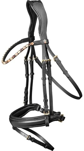 WALDHAUSEN Trensenzaum X-Line Goldheart, schwed.Komb., schwarz, PON