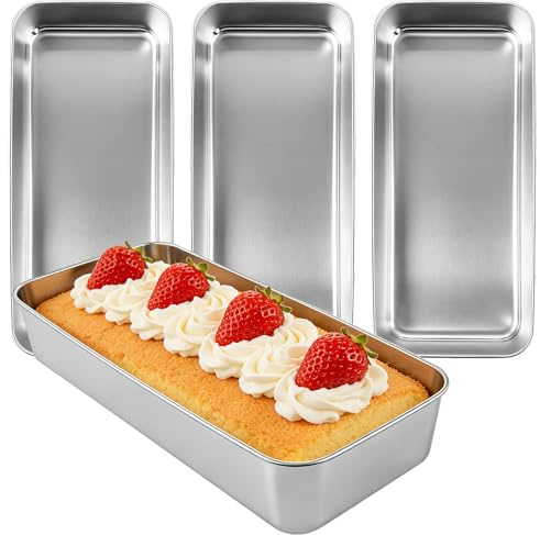 Ghligna 4 Stück Edelstahl Brotbackform Groß, 33x15x6.7cm Brotbackform Kasten, Backform Rechteckig, Backformen, Kastenform Brot, Brotbackformen, Brotformen zum Backen, Antihaft Backform für Brot, Toast