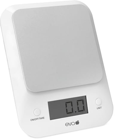 Bilancia da cucina - Capacità 3 kg con precisione 1g - Bianco e Alluminio - Superficie in alluminio
