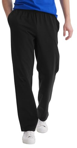 Hanes Small Essentials Sweatpants, Men’s Cotton Jersey Pants with Pockets, 33”, Black, Medium