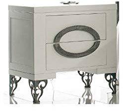 Forja Hispalense Mesita de Noche Medea - Grupo 2 - Blanco Oro (Color con Incremento de Precio), Grupo 1 - Cerezo, Mesita de Noche de Dos cajones y 50 cm. de Ancho