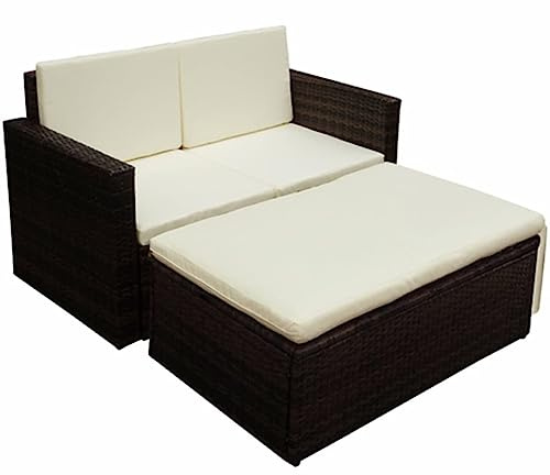 vidaXL Gartenmöbel 7-TLG. Poly Rattan Braun Lounge Gartensofa Gartengarnitur