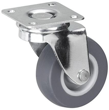 Metafranc Lenkrolle Ø 50 mm – Gummi-Rad – 42 x 42 mm Platte | Weiche Lauffläche – Gleitlager – 35 kg Tragkraft – Transportrolle – Möbelrolle – Schwerlastrolle – für Möbel