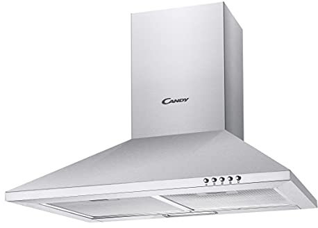 Candy CCE117/1X, cappa aspirante 70 cm, 3 livelli di potenza, 65 W, 305 M3/H, filtri al carbonio, 2 pannelli in alluminio antigraffio, illuminazione a LED, 56/62 dB, classe C, acciaio inossidabile