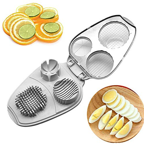 Eierschneider – 3-in-1 Eierschneider aus Edelstahl, für Scheiben und Viertel Free Size weiß