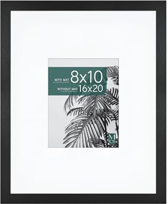 MCS Studio Gallery 16x20 Matted Photo Frame with 8x10 Picture Display, Black Woodgrain Engineered Wood Vertical & Horizontal Wall Hanging Large Picture Frame for Photos & Art Prints (1-Pack)