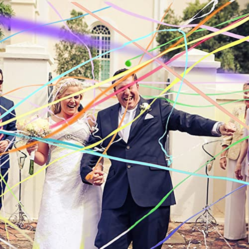 BATTIFE Streamers Poppers - Hand Throw Confetti Poppers, No Mess Paper Crackers for Birthday Wedding Party Celebrations, Colorful, 16.4Ft/5M (10Pack)