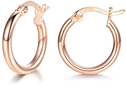 wynn's Silver Hoop Earrings for Women, 925 Sterling Silver Hoops Earrings, Anti-allergic Huggie Hinged Small Slepper Hoops, Gift for Girls, Diameters in 13/16/20 mm, 3 Colors in Silver/Gold/Rose Gold