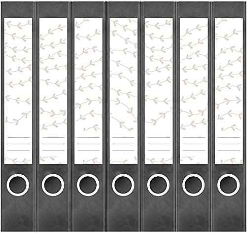 Etiketten für Ordner | Muster Beige 2 | 7 Aufkleber für schmale Ordnerrücken | Selbstklebende Design Ordneretiketten Rückenschilder