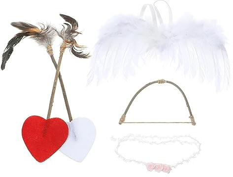 FOMIYES Baby Wings Newborn Cupid Outfit: 1 Set of Baby White Angel Wings Headband Bow Swords Infant Cupid Costume Photo Prop Outfit for Birthday
