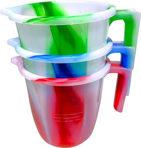 HTUK Plastic Water Jugs with Handles 3-Pack, Assorted Colors (Green, Blue, Red)