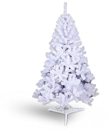 Herrselsam Sapin de Noël Artificiel - avec Base en Plastique - PVC - décoration de Noël - avec 200 Pointes - Blanc（120cm）