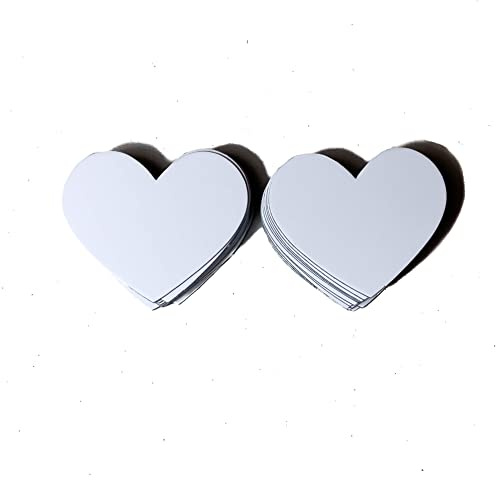 Spieltz Blanko Memo Karten Herz - Leere DIY Memo Spielkarten aus extra starker Pappe, herzförmig, weiß, zum Gestalten (Groß (7,8 x 6,4 cm), 48 Stück)