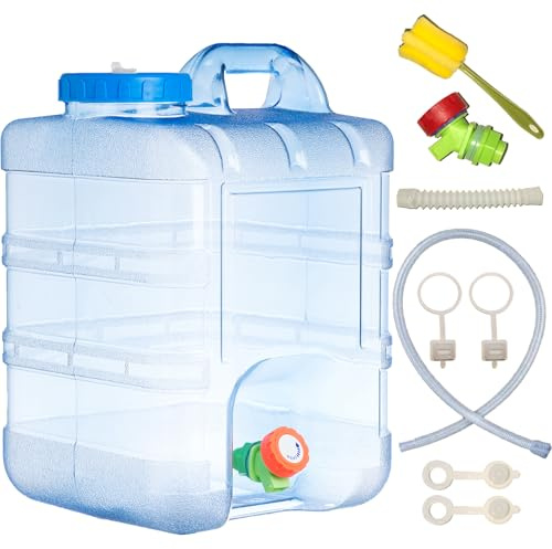 Sparkstarses Wasserbehälter mit Hahn, 5-22L Kunststoff Wasserkanister, Camping Wasserkanister, Wasserbehälter für Küche, RV, Van, Camping, Schule, Krankenhaus, Outdoor, Garten