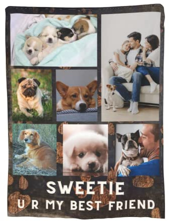 krui Personalisierte Fotodecke Fotocollage Benutzerdefinierte Decke Camping Weiche Günstige Decke Sofa Benutzerdefinierte Decke Haustier Fotoanpassung (39 * 59in 100x150cm)
