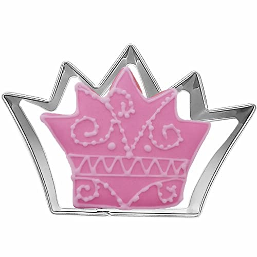 Cortador de galletas en forma de corona de gran tamaño, cortador de galletas de acero inoxidable para reina / rey / príncipe / princesa (modelo 4)