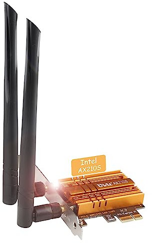 Ubit Netzwerkkarte, AX210 PCIe WiFi-Karte 6E, Max. 5374 Mbps mit BT 5.2, Tri-Band (6G/5G/2.4G), 802.11AX mit MU-MIMO, OFDMA, Ultra-Low Latency, Unterstützt Windows 10/11 64bit