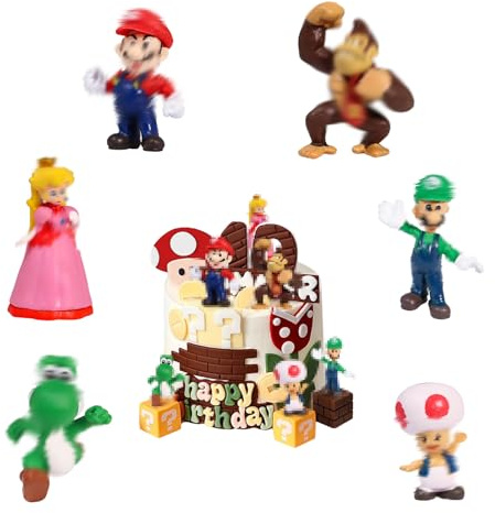 LUBOXIN 6 Stück Tortendeko Figuren Cake Toppers Cake Tortenfiguren Set | Super Tortendeko Geburtstag Kuchen Deko Tortendeko Cartoon Kindergeburtstag für Kinder Geburtstag Party Torte Deko Supplies