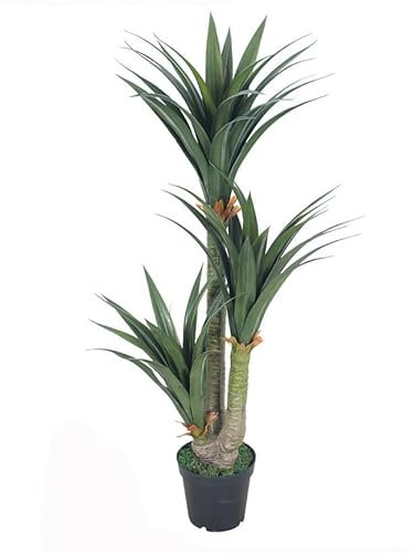 Tradala Lush Artificial Green Dragon Tree | 5ft 1 Inch 155cm Tall Indoor | Big Faux Tropical Decorative Houseplant | Home Décor For Home Living Room