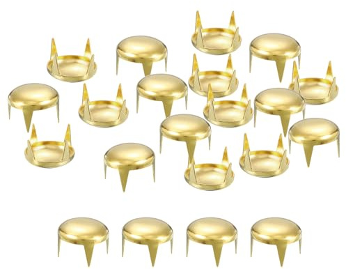 sourcing map 200 Stück 10mm Goldene Runde Kuppelnieten Metallklauenperlen Nagelkopfnieten Spike Nieten Punk Rock DIY für Lederhandwerk Kleidungsgürtel Tasche Schuharmband Zubehör
