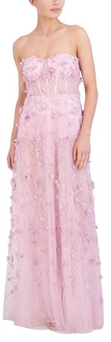 BCBGMAXAZRIA Women's Strapless Sweetheart Neck Evening Maxi Dress, Lilac, 12
