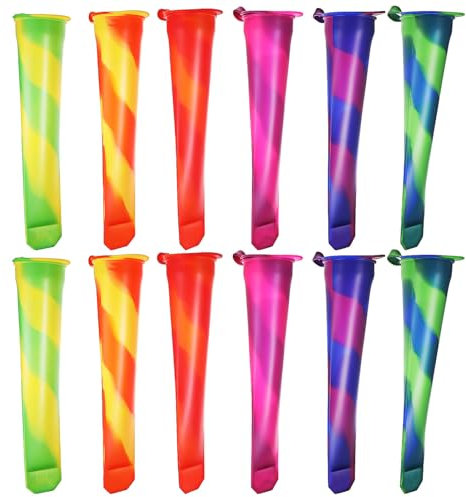 Luxshiny 12 Piezas molde de helado de silicona popsicle mold ice lolly moulds juego de moldes para hacer paletas moldes de paletas de silicona tubos de yogur moldes de helado cubos de hielo