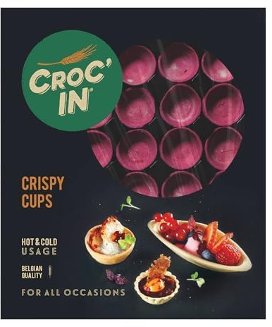 CROC’IN - Teigschälchen zum Bestücken Fuchsia - Tarteboden für süße Stückchen oder herzhafte Aperitifhäppchen - Handwerklich hergestellt & Vegan - 60 Stück