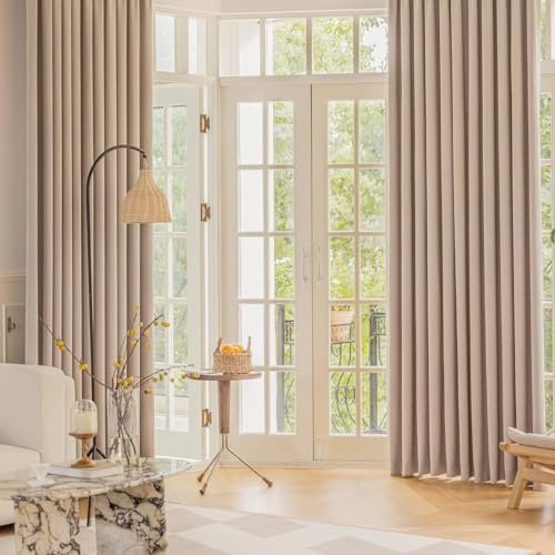 Verdunkelungs-Vorhang Gardine mit Ösen, Apricot Herringbone Textured Room Darkening Thermal Insulated Curtains with Grommets für Schlafzimmer und Wohnzimmer102 x 160 cm