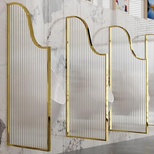 DPQYJPP Urinaltrennwand, Toilettentrennwand, Urinal-Sichtschutzwände, Trennwand, Urinaltrennwand für Männer, Zubehör mit Edelstahl-Eckcode,Gold-1pcs