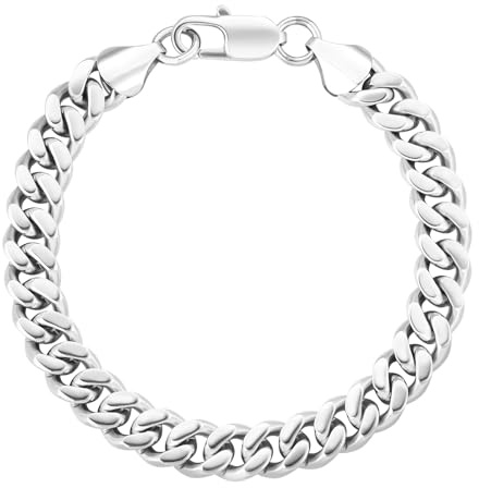 KRKC Herren Armband, 14K Gold Vergoldet/Silber Farbe 3/5/7/9mm Edelstahl | PanzerketteCuban Armband, Vatertag Geschenk Nickel-frei Rostfrei Armbänder für Männer Länge 17,8-22,9cm