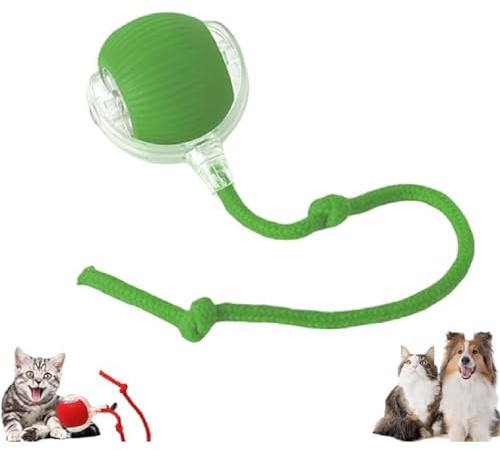 Chewie Interaktiver Rollender Ball - Katzenspielzeug, Hundespielzeug Mit Schnur, USB Aufladbar, Automatisch Rollend für Kleine, Mittlere Hunde (Grün)