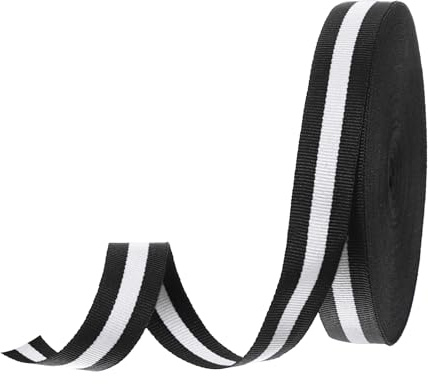 PATIKIL Cinta de Grosgrain a Rayas Negras y Blancas de 6/8, 25' de Tela de Poliéster Cinta de Rayas para Manualidades con Diseño de Doble Cara para Hacer Lazos Envoltura de Regalos DIY