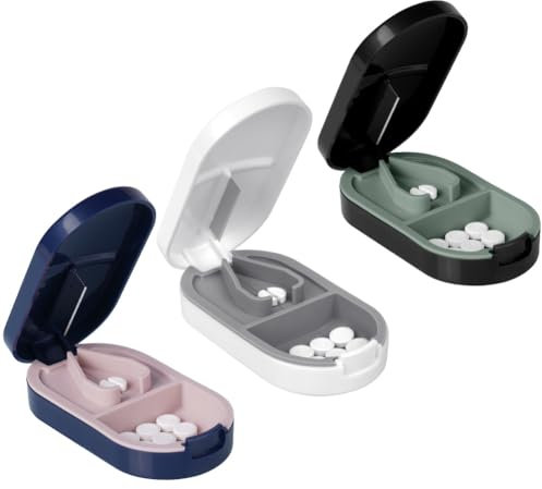 ACWOO Tablettenteiler, Tablettenteiler für Kleine und Große Tabletten, Tablettenschneider in Halbe Viertel Schneiden, Pillenschneider Tablettenzerteiler für Reise & Täglichen (3 Stück)