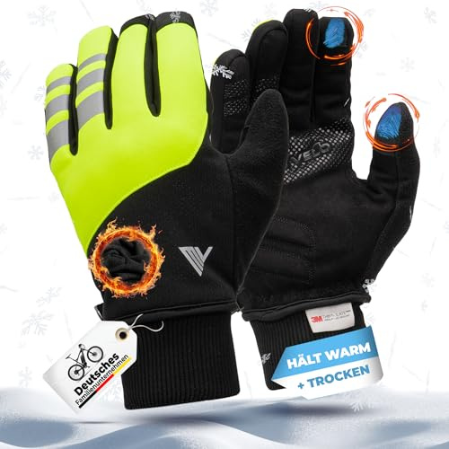 MIVELO Fahrradhandschuhe mit Thermo-Fleece I Wasserfest & Winddichte Handschuhe I Touchscreen fähig I Winterhandschuhe für kalte Temperaturen I Fahrradhandschuhe Herren Winter