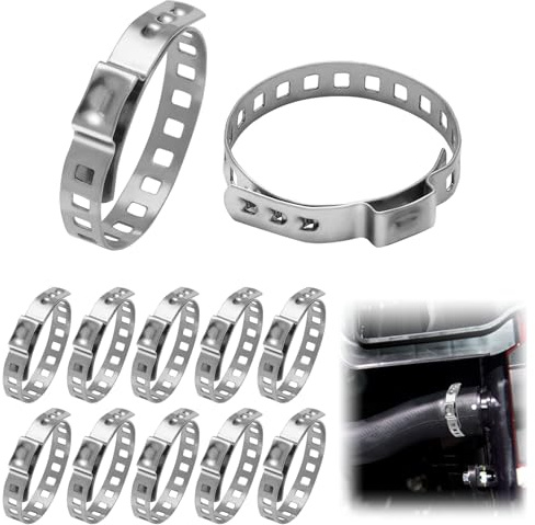 TXXATX Lot de 10 colliers de serrage universels en acier inoxydable CV 50-70 mm - Colliers de serrage réglables en acier inoxydable CV pour canaux d'air, câbles, pompes à eau, tuyaux