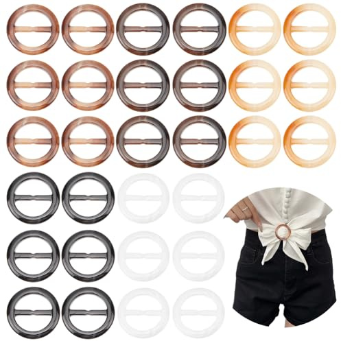 nbeads 30 Stück Runde Seidenschals Clip, 5 Farben T Shirt Clip Harz Schals Taille Schnallen Kleidung Ecke geknotet Knopf für Kleidung Halstuch Schal
