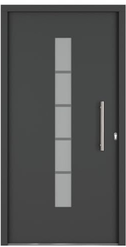 HORI Haustür Eingangstür Aluminium Kunststoff Komplettset - Haus Eingangstür mit 5-fach Verriegelung - Wärmeschutzglas - Farbe: Anthrazit (innen Weiß) - DIN Rechts - Modell: Chain - 210 x 100 cm