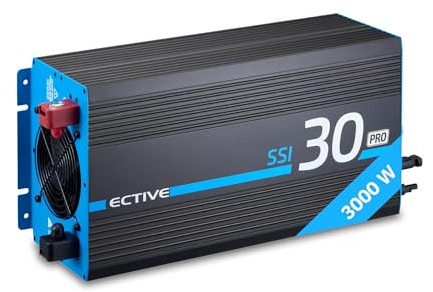 ECTIVE Wechselrichter 12V auf 230V SSI PRO 30-3000W reine Sinuswelle | Spannungswandler DC/AC mit USB, Überlast- & Überhitzungsschutz, NSV & USV, MPPT-Solarladeregler & 40A Batterieladefunktion