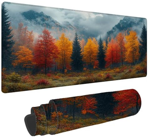 Alfombrilla de Raton Bosque Alfombrilla de ratón XXL 1200x600x3mm Mouse Pad Paisaje, con Bordes Cosidos Impermeable Mousepad Gaming, Mejora la precisión y la Velocidad for Ratón y Teclado N-830