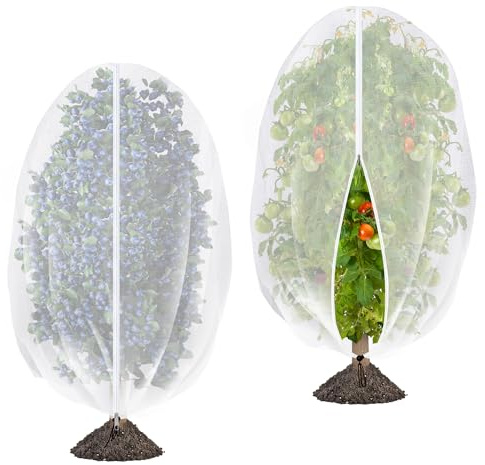 2 Pcs Fruit Tree Netting with Zipper & Drawstring, 4.9 x 3.2 Ft Garden Bird Netting Plant Cover, Blueberry Tomato Insect Bird Barrier Tree Net Protection Cover for Protecting Plants Vegetables Fruits