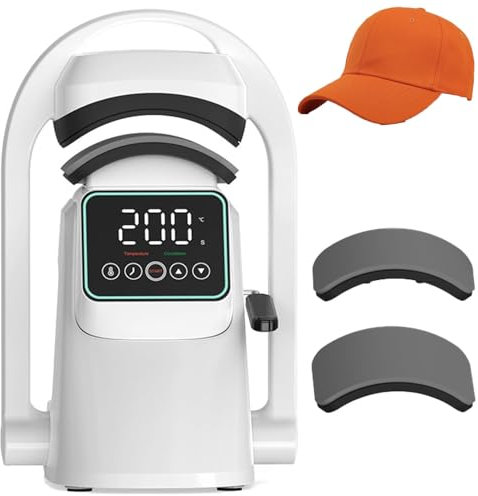 Máquina de prensado de gorras, prensa térmica automática for gorras, máquina de impresión por sublimación de gorras con temperatura y temporizador ajustables, control LCD y protección contra