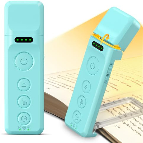 Glocusent Leselampe Buch Klemme, Augenschonende Leselampe mit Premium-LED | 3 Farben & 5 Helligkeiten, Bis zu 80 Std. Dauer Wiederaufladbare Leselicht Buch für Buchliebhaber, Kinder Nachtlesen ins Bett